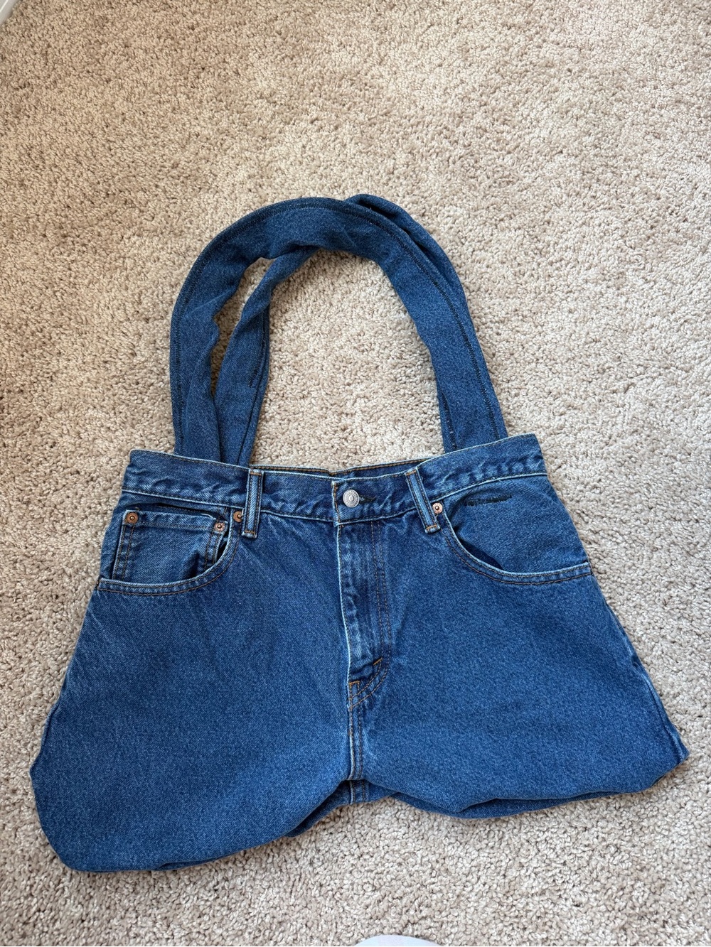 Upcycled Denim Tote Bag - Dark Blue